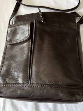 Dark Brown Leather Crossbody Bag - Classic Everyday Carry Soft Durable